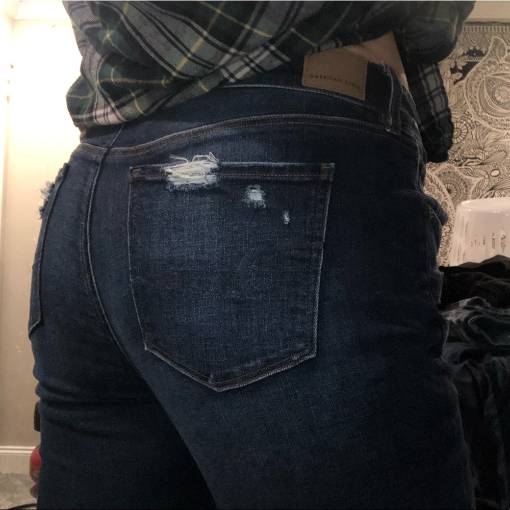 Dark Blue American Eagle ripped jeans